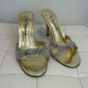 Nina Gold Studded Slide size 7